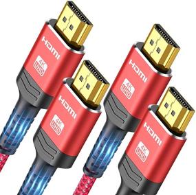 img 4 attached to 🔌 2-Pack 4K HDMI Cable 6.6FT, Highwings High Speed 18Gbps HDMI 2.0 Cable - 4K HDR 3D, 2160P 60Hz, HDCP 2.2 ARC, Ethernet - Braided HDMI to HDMI Cord - Compatible with Fire TV, UHD TV, Monitor (Red)