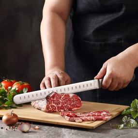 img 1 attached to 🔪 MAIRICO Premium 11-inch Stainless Steel Carving Knife - Ultra Sharp Ergonomic Design - Perfect for Precision Slicing of Roasts, Meats, Fruits, and Vegetables