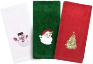 🎄 christmas hand towels: 3 pack decorative dish towels set with embroidered holiday design - perfect gift set for drying, cleaning, cooking & baking! logo