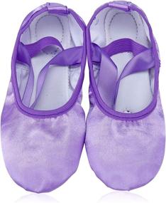 img 3 attached to Purple Ballet Dance Shoes for Girls - Flat Slipper with Ribbon by WENDYWU