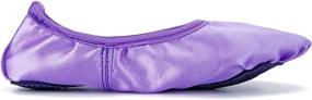 img 2 attached to Purple Ballet Dance Shoes for Girls - Flat Slipper with Ribbon by WENDYWU