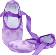 purple ballet dance shoes for girls - flat slipper with ribbon by wendywu logo