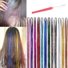 img 4 attached to Sparkling Extensions Highlights Multi Colors Hairpieces