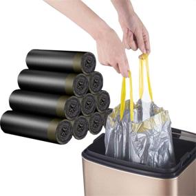 img 4 attached to Strong Drawstring Garbage Bags, Durable Leak-Proof Trash Bags, 4-6 Gallon Wastebasket Liners for Home and Office - 60 Counts/5 Roll (Black)