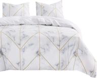 stylish wake in cloud marble comforter set: grey, black and white with gold geometric lines, modern pattern printed, queen size - soft microfiber bedding (3pcs) logo