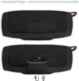 img 1 attached to 🔊 Премиум силиконовый чехол для колонки JBL Charge 3 - прочный дизайн с дополнительным карабином для легкой транспортировки - элегантный черный