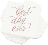 🌹✨ best day ever: 50 pack rose gold foil 5-inch white paper napkins for weddings logo