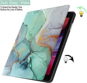 img 2 attached to 📱 Feams Slim Lightweight PU Leather Case with Smart Auto Sleep Flip Stand Cover for iPad 5th/6th Generation, iPad Air 1/2 - Green Marble Design - Fits iPad 9.7 inch 2017/2018