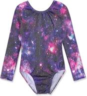 🌈 sparkling gymnastics leotards for girls: dance-wear featuring unicorn, rainbow, mermaid with fancy pink, purple and clouds logo