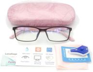 👓 anti-blue light glasses for women with case & tester | glare & eye strain blocker | gaming & computer glasses | filter uv & blue light | clear lens | small face & narrow rectangle nerd frame | pink & black logo