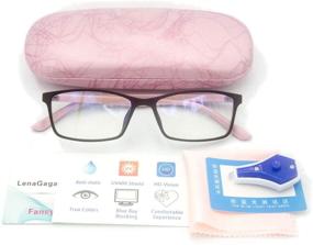 img 4 attached to 👓 Anti-Blue Light Glasses for Women with Case & Tester | Glare & Eye Strain Blocker | Gaming & Computer Glasses | Filter UV & Blue Light | Clear Lens | Small Face & Narrow Rectangle Nerd Frame | Pink & Black