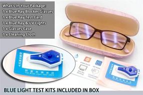 img 3 attached to 👓 Anti-Blue Light Glasses for Women with Case & Tester | Glare & Eye Strain Blocker | Gaming & Computer Glasses | Filter UV & Blue Light | Clear Lens | Small Face & Narrow Rectangle Nerd Frame | Pink & Black