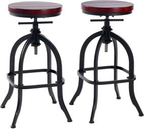 img 4 attached to 🪑 Rustic Adjustable Swivel Bar Stools for Kitchen Counter - Set of 2, Natural Wood Seat, Rustic Brown