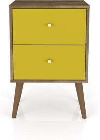 img 2 attached to Premium Manhattan Comfort Liberty Modern 2 Drawer Bedroom Nightstand/End Table in Stylish Brown/Yellow Color