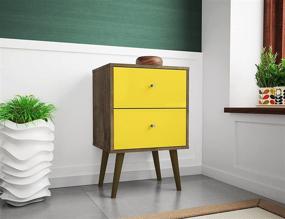 img 3 attached to Premium Manhattan Comfort Liberty Modern 2 Drawer Bedroom Nightstand/End Table in Stylish Brown/Yellow Color