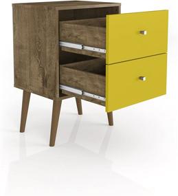 img 1 attached to Premium Manhattan Comfort Liberty Modern 2 Drawer Bedroom Nightstand/End Table in Stylish Brown/Yellow Color