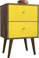 premium manhattan comfort liberty modern 2 drawer bedroom nightstand/end table in stylish brown/yellow color логотип