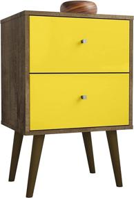 img 4 attached to Premium Manhattan Comfort Liberty Modern 2 Drawer Bedroom Nightstand/End Table in Stylish Brown/Yellow Color