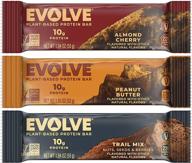 🌱 evolve plant based protein bar variety pack - 3 flavors, 10g of vegan protein, dairy free, no artificial flavors, non-gmo, 12 pack (packaging may vary) logo