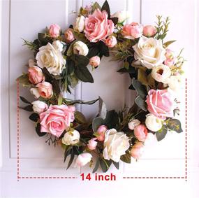 img 3 attached to Dseap Wreath: Stunning 14-Inch Floral Door Wreath with Rose Flower Design - Perfect for Front Doors