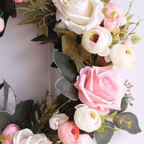 img 1 attached to Dseap Wreath: Stunning 14-Inch Floral Door Wreath with Rose Flower Design - Perfect for Front Doors