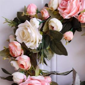 img 2 attached to Dseap Wreath: Stunning 14-Inch Floral Door Wreath with Rose Flower Design - Perfect for Front Doors