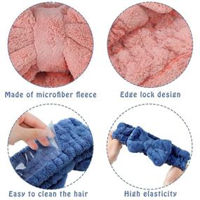 img 3 attached to 🎀 Versatile and Stylish: 3-Piece Terry Cloth Towel Headband Set for Women and Girls - Perfect for Face Washing, Makeup, and Spa - Microfiber Bowtie Design - Pink, Blue, White