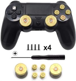 img 4 attached to 🎮 Enhance Your PS4 Controllers with TOMSIN Gold Metal Bullet Buttons & Bullet Joystick Thumbstick