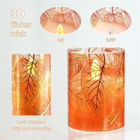 img 3 attached to 🕯️ CHERIMENT Flickering Flameless Candles with Maple Leaf Glass Effect – Battery Powered LED Candles, Set of 3 (D3" x H4", 5", 6") – Remote Control & Timer – Perfect for Party, Christmas, Bedroom