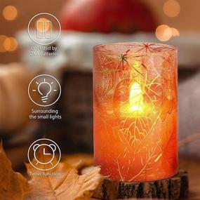 img 2 attached to 🕯️ CHERIMENT Flickering Flameless Candles with Maple Leaf Glass Effect – Battery Powered LED Candles, Set of 3 (D3" x H4", 5", 6") – Remote Control & Timer – Perfect for Party, Christmas, Bedroom