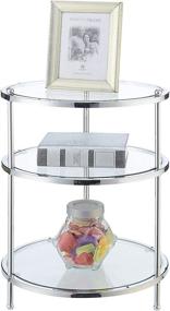 img 3 attached to 🌟 Convenience Concepts Royal Crest 3 Tier Round End Table: Stylish Chrome/Glass Design for Easy Organization