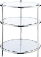 🌟 convenience concepts royal crest 3 tier round end table: stylish chrome/glass design for easy organization logo