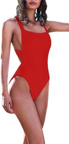 img 4 attached to Lukitty Women's High Cut Backless Swimsuits - Sexy One Piece Bikinis for Flattering Bathing Suits