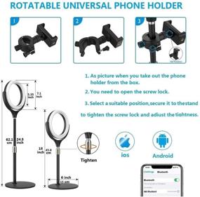 img 1 attached to 🌟 8-Inch Dimmable LED Ring Light with Stand, Phone Holder, and Desk Mount - Perfect for Computer Selfies, YouTube Videos, TikTok, Live Streaming, Makeup, and Photography - Featuring 3 Light Modes (Black)