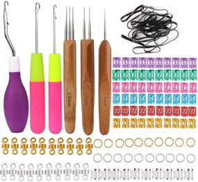 img 4 attached to 💇 136 Pieces Dreadlocks Crochet Hook Set with Headwear, Hair Locking Tool - 1 Hook, 2 Hooks, 3 Hooks Included. Braid Craft, Soft Grip Dreadlock Crochet Needle for Perfect Hairstyling