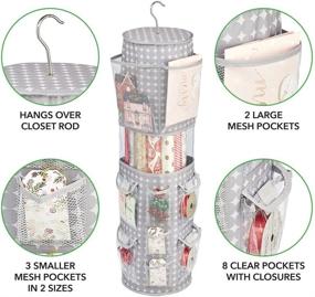 img 2 attached to Efficient Gray Gift Wrap Storage Organizer with Spinning Feature - Clear Panel, 13 Pockets, Zipper Enclosure, Long Roll Storage - mDesign