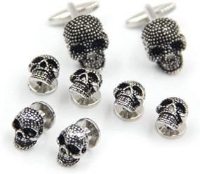 img 4 attached to Black Skull Cufflinks Tuxedo Accessories