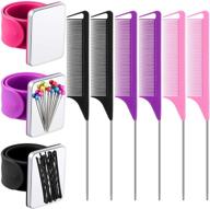 🧵 convenient magnetic wrist sewing pincushion & stainless steel pintail comb set for girls - black, purple, rose red logo