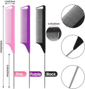 img 2 attached to 🧵 Convenient Magnetic Wrist Sewing Pincushion & Stainless Steel Pintail Comb Set for Girls - Black, Purple, Rose Red