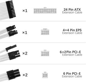 img 3 attached to Premium White Sleeved PSU Extension Cable Kit - 30CM Sleeved 24-PIN 8-PIN 6-PIN 4+4-PIN for ATX Power Supply