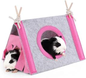 img 4 attached to 🏞️ Vibrant Sky Blue, Pink, Purple, Green & Strawberry Red Guinea Pig Hideout: Cozy Fleece Forest Hideaway for Guinea Pigs, Ferrets, Chinchillas, Rats, Bunny & Other Small Animals - No Metal Fences