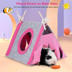img 2 attached to 🏞️ Vibrant Sky Blue, Pink, Purple, Green & Strawberry Red Guinea Pig Hideout: Cozy Fleece Forest Hideaway for Guinea Pigs, Ferrets, Chinchillas, Rats, Bunny & Other Small Animals - No Metal Fences