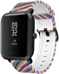 img 2 attached to Pattern Bands Compatible With Amazfit Bip U Pro/Bip/GTS/GTS 2/GTS 2E/GTS 2Mini Watch Replacement 20Mm Pattern Band Silicone Bracelet Sport Strap Wristbands For GTR 42Mm (Skeleton