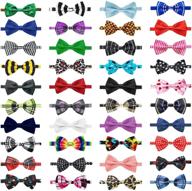 🐶 koolmox dog bow ties: 40pcs bulk accessories for dogs & cats - adjustable collar, 1-step closure buckle - perfect for pet wedding, christmas, grooming logo