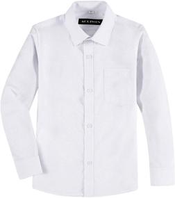 img 4 attached to 👔 AOLIWEN Boys' Solid Long Sleeve Dress Shirt: Top-Quality Uniform Button Down Shirts for School