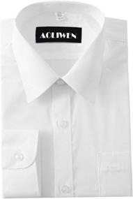 img 3 attached to 👔 AOLIWEN Boys' Solid Long Sleeve Dress Shirt: Top-Quality Uniform Button Down Shirts for School