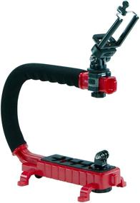 img 4 attached to Cam Caddie Scorpion Jr Triple Shoe Camera Stabilizer Bundle – Stabilizing Steadicam Handle With Cold Shoe Mount For Camcorders And Smartphones - Red - Action Edition