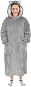 img 4 attached to 🔥 Super Warm KIKILIVE Wearable Blanket Hoodie: Oversized Flannel Sweatshirt with Hood Pocket and Sleeves for Men & Women