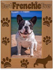 img 4 attached to 🐶 Personalized Frenchie Engraved Wood Picture Frame, French Bulldog Photo Frame, Pet Memorial & New Puppy Gifts, Dog Lover Gift, Paw Prints on my Heart - 5x7 Vertical