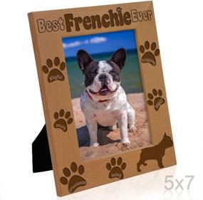 img 1 attached to 🐶 Personalized Frenchie Engraved Wood Picture Frame, French Bulldog Photo Frame, Pet Memorial & New Puppy Gifts, Dog Lover Gift, Paw Prints on my Heart - 5x7 Vertical